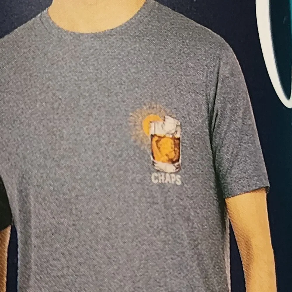 Chaps Gray XL Shirt Short Sleeve Mens Barrel of Sunshine & Whiskey W/free Coozie